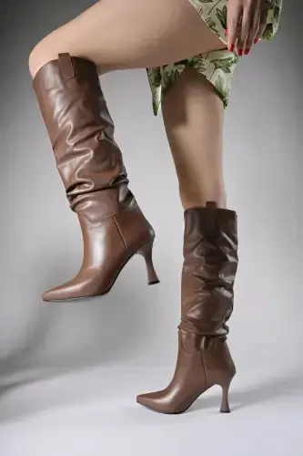 Bhelzilo Women's Heeled Boots 00128511 Tan Leather-Tan Leather - 4