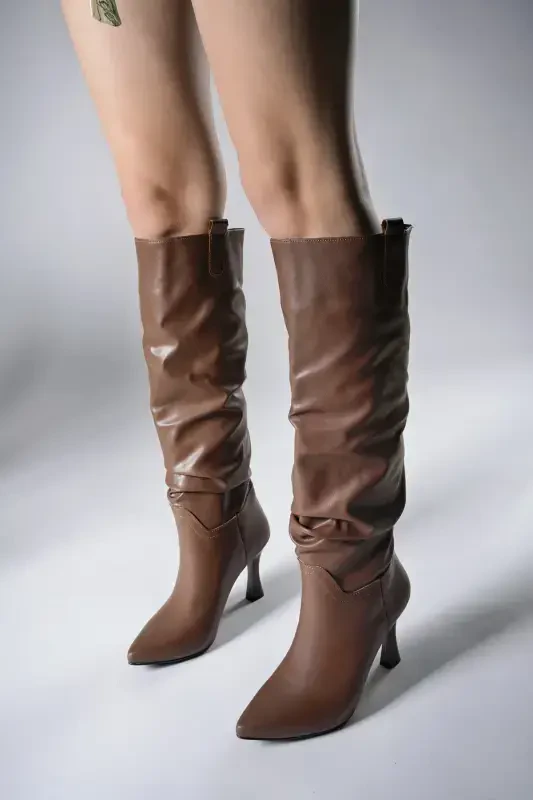 Bhelzilo Women's Heeled Boots 00128511 Tan Leather-Tan Leather - 5