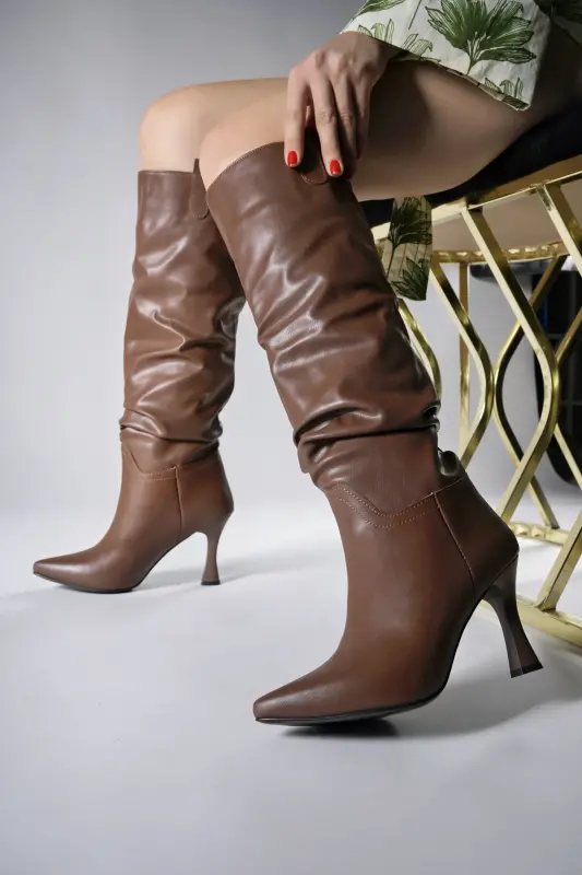 Bhelzilo Women's Heeled Boots 00128511 Tan Leather-Tan Leather - 4