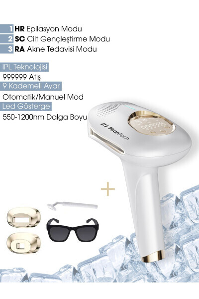 BHRL-08 Ice Laser Hair Removal 999,999 Shots - Skin Rejuvenating - Acne Removing - Laser Hair Removal Device - 18