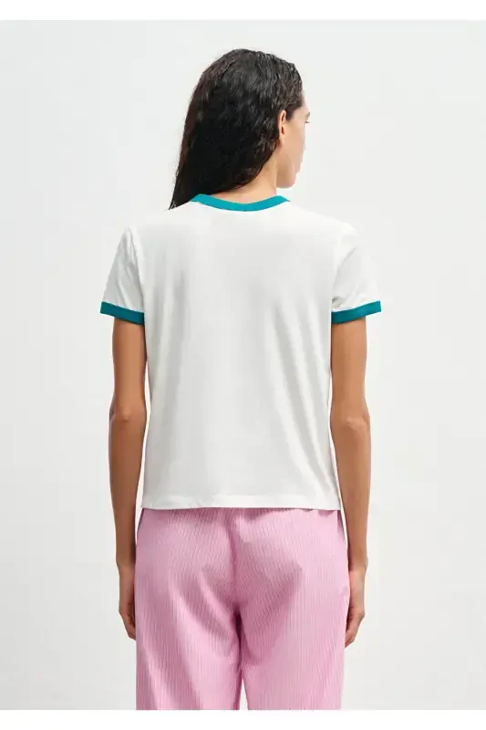 Bias Detailed Printed T-Shirt Regular Fit / Normal K - 4