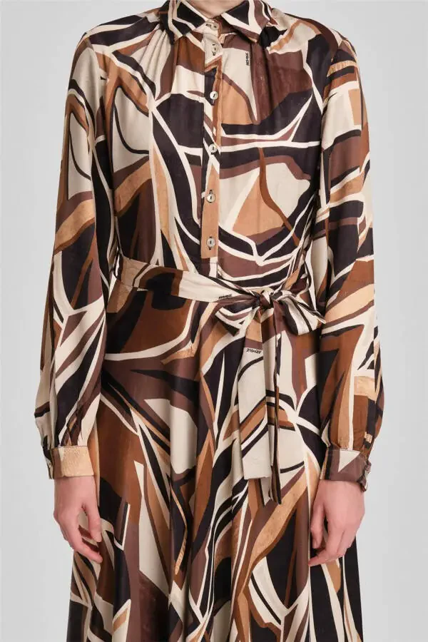 Bias Patterned Dress 24y9853 Brown - 5