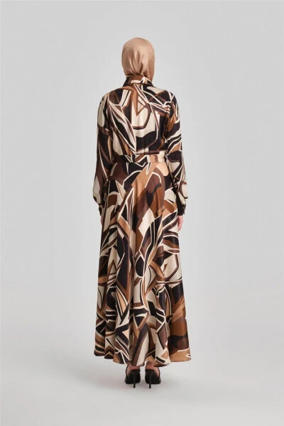 Bias Patterned Dress 24y9853 Brown - 6