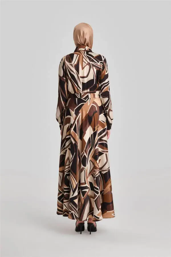 Bias Patterned Dress 24y9853 Brown - 6