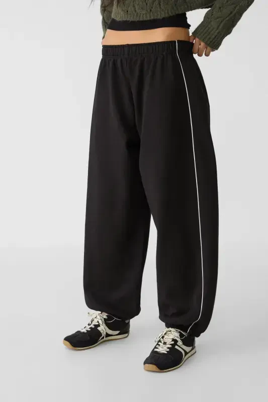 Bias tape jogger pants - Black - 2