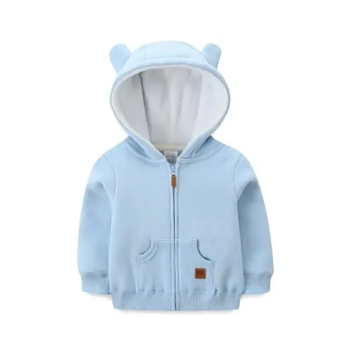 Bibimom Baby Boy Clothes Jackt Girl Baby Hoodie Coat Outerwear Fall Spring | Baby Boy Fall Clothes Baby Boy Girl Solid Casual Pocket Hoodie Sweatershirt Bear Outfit Unisex Infant Gifts Essentials - 1