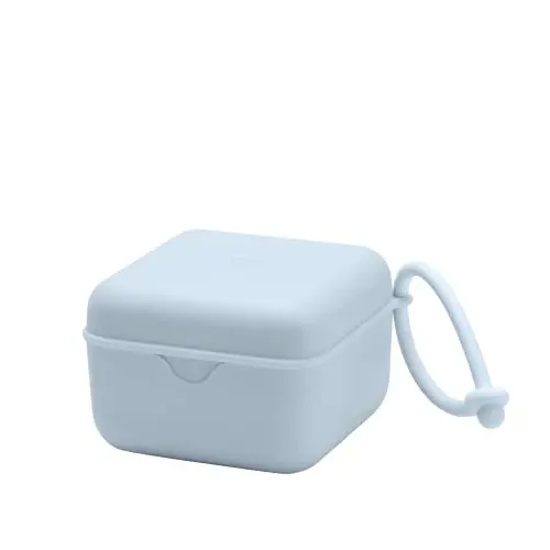 BIBS Pacifier Box with Loop for Storing & Carrying Soothers | 100% BPA Free Material | Designed & Made in Denmark | Baby Blue - 1