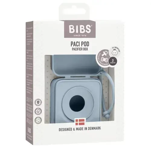 BIBS Pacifier Box with Loop for Storing & Carrying Soothers | 100% BPA Free Material | Designed & Made in Denmark | Baby Blue - 2