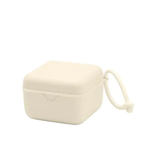 BIBS Pacifier Box with Loop for Storing & Carrying Soothers | 100% BPA Free Material | Designed & Made in Denmark | Ivory - 1