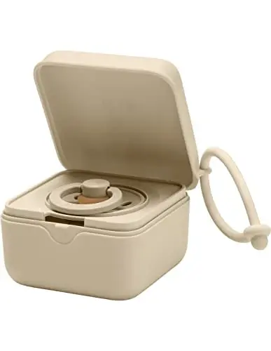 BIBS Pacifier Box with Loop for Storing & Carrying Soothers | 100% BPA Free Material | Designed & Made in Denmark | Vanilla - BIBS