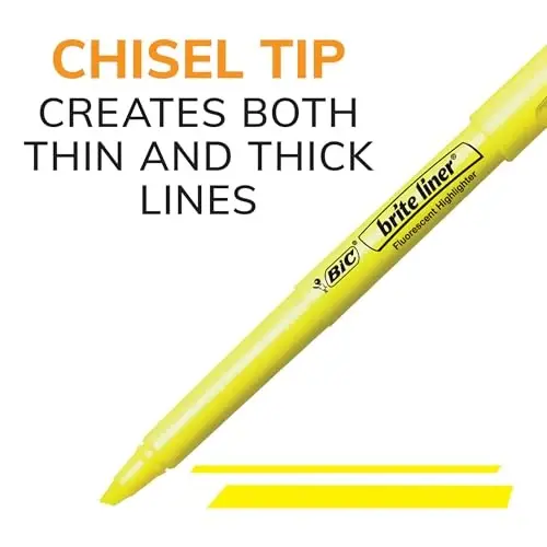 BIC Brite Liner Highlighters, Chisel Tip, 24-Count Pack of Yellow Highlighters, Ideal Highlighter Set for Organizing and Coloring - 3