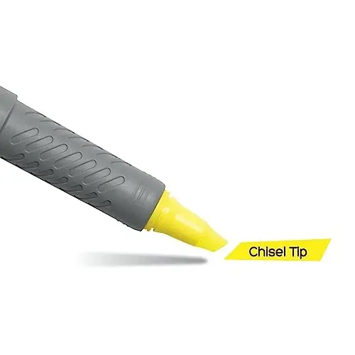 BIC Brite Liner Grip Highlighters, Chisel Tip (1.6 mm), Classic Yellow, 2-Count Pack, Maktab va ofis anjomlari uchun eng yaxshi markerlar - 3
