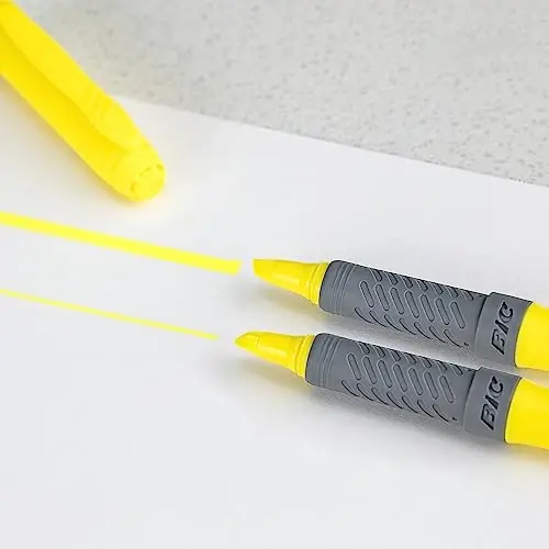 BIC Brite Liner Grip Highlighters, Chisel Tip (1.6 mm), Classic Yellow, 2-Count Pack, Maktab va ofis anjomlari uchun eng yaxshi markerlar - 5