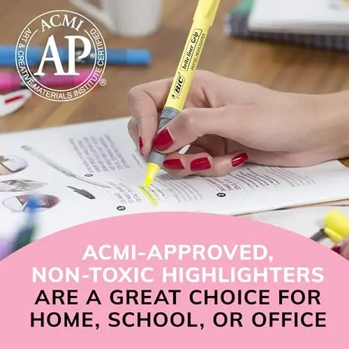 BIC Brite Liner Grip Pastel Highlighter Set, Chisel Tip, 12-Count Pack of Pastel Highlighters in Assorted Colors, Cute Highlighters for Bullet Journaling, Note Taking and More - 6