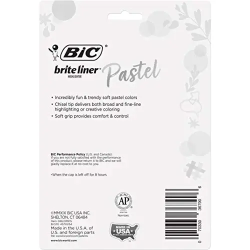 BIC Brite Liner Grip Pocket Ko'chirma qalami, aralashgan siyoh ranglari, shtamp tipi, aralashgan barrel ranglari, 6/pack - BIC (1)