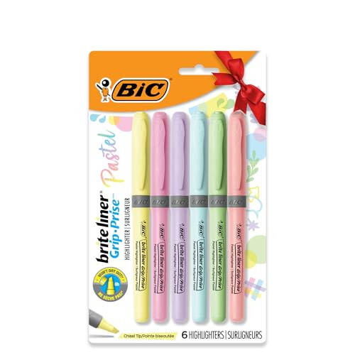 BIC Brite Liner Grip Pocket Ko'chirma qalami, aralashgan siyoh ranglari, shtamp tipi, aralashgan barrel ranglari, 6/pack - 1