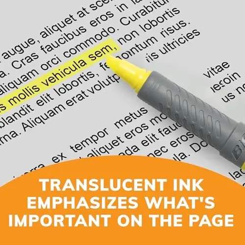 BIC Brite Liner Grip Highlighter, Chisel Tip (1.6 mm), Assorted Colors, For Broad Highlighting & Fine Underlining, 5-Count - 4