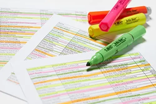 BIC Brite Liner Grip XL Highlighters, Chisel Tip, 4-Count Pack of Assorted Highlighters, Ideal Highlighter Set for Organizing and Coloring - 4