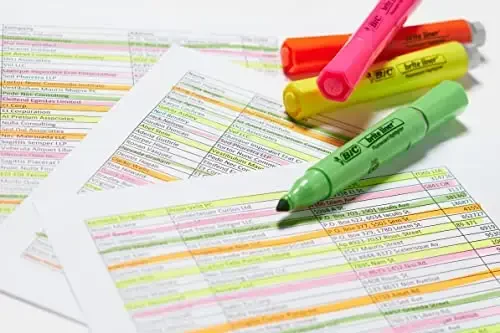 BIC Brite Liner Grip XL Highlighters, Chisel Tip, 4-Count Pack of Assorted Highlighters, Ideal Highlighter Set for Organizing and Coloring - 4