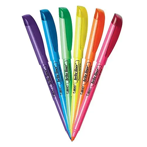 BIC Brite Liner Highlighter, Chisel Tip For Broad Highlighting and Fine Underlining, Assorted Colors, 12-Count (Pack of 18, 216 Count Total) - BIC (1)