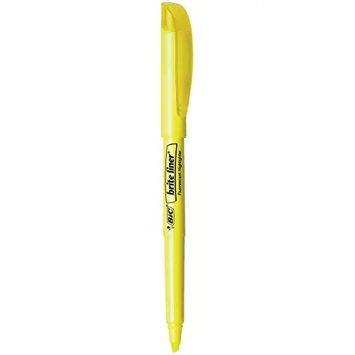 BIC Brite Liner Highlighter, Yellow, 12-Pack, 288 Count Total | Chisel Tip for Broad Highlighting and Fine Underlining, Super Bright Fluorescent Ink, Water Resistant, Ideal for Marking Out - BIC (1)