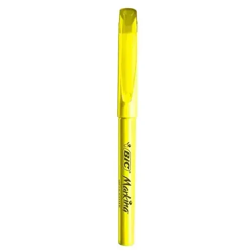 BIC Brite Liner Highlighters, Qirrali uchi, 12 dona sariq rangli markerlar to'plami, tashkil qilish va rang berish uchun ideal markerlar to'plami - 4