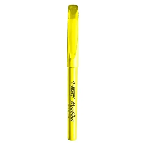 BIC Brite Liner Highlighters, Qirrali uchi, 12 dona sariq rangli markerlar to'plami, tashkil qilish va rang berish uchun ideal markerlar to'plami - 4
