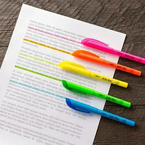 BIC Brite Liner Highlighters, Qirrali uchli, 12 dona pushti markerlar to'plami, tashkil qilish va rang berish uchun ideal markerlar to'plami - 4