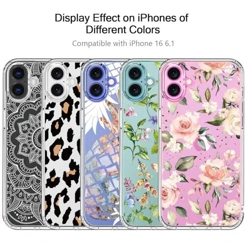 bicol Чехол, совместимый с iPhone 15 Plus, прозрачный акриловый чехол | Беспроводная зарядка, тонкий противоударный защитный чехол для телефона, модный дизайн с узорами для девочек и женщин - 5