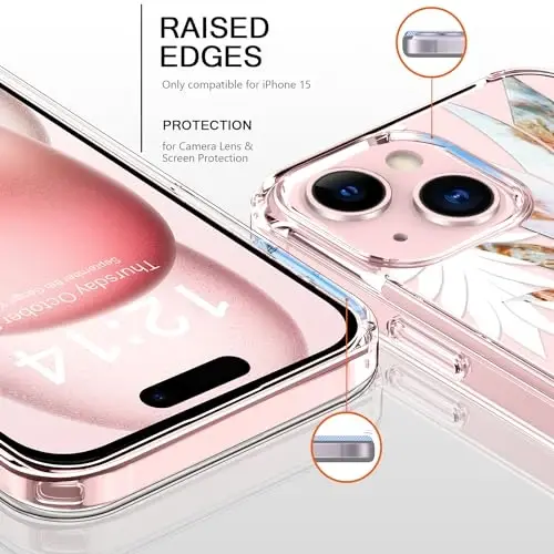 bicol Compatible with iPhone 15 Case, Crystal Acrylic Clear with Fashionable Pattern Designs for Girls Women, Slim Fit Shockproof Protective Phone Cover 6.1 inch,Nice Pineapple - BICOL (1)