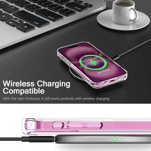 bicol Compatible with iPhone 15 Plus Case, Crystal Acrylic Clear Cover | Wireless Charging, Slim Fit Shockproof Protective Phone Cover, Fashionable Pattern Designs for Girls Women - 4