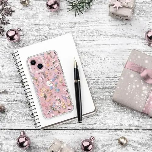 bicol Compatible with iPhone 15 Plus Case, Crystal Clear with Fashionable Designs for Girls Women, Slim Fit Shockproof Protective Acrylic Phone Cover 6.7 inch,Blooming Wildflower - 6