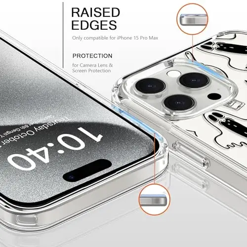 bicol Compatible with iPhone 15 Pro Max Case, Crystal Acrylic Clear with Fashionable Pattern Designs for Girls Women, Slim Fit Shockproof Protective Phone Cover 6.7 inch,Magic 