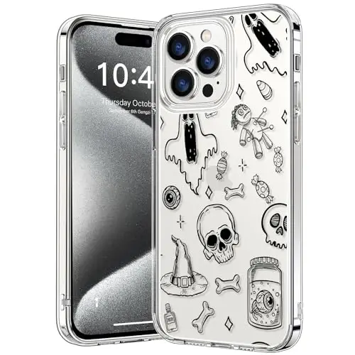 bicol Compatible with iPhone 15 Pro Max Case, Crystal Acrylic Clear with Fashionable Pattern Designs for Girls Women, Slim Fit Shockproof Protective Phone Cover 6.7 inch,Magic - 1