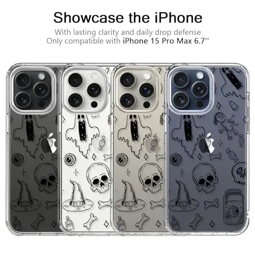 bicol Compatible with iPhone 15 Pro Max Case, Crystal Acrylic Clear with Fashionable Pattern Designs for Girls Women, Slim Fit Shockproof Protective Phone Cover 6.7 inch,Magic - 3