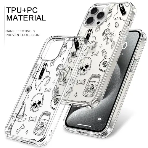 bicol Compatible with iPhone 15 Pro Max Case, Crystal Acrylic Clear with Fashionable Pattern Designs for Girls Women, Slim Fit Shockproof Protective Phone Cover 6.7 inch,Magic - 4