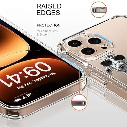 bicol Compatible with iPhone 16 Pro Case, Crystal Acrylic Clear Cover | Wireless Charging, Slim Fit Shockproof Protective Phone Cover, Fashionable Pattern Designs for Girls Women - bicol (1)