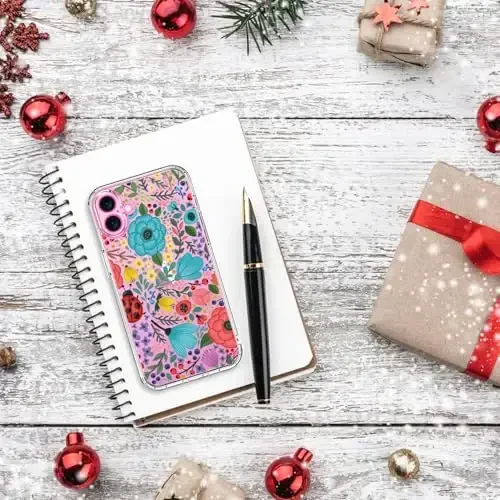 Bicol для iPhone 16 Plus чехол с защитной пленкой экрана, усиленная защита камеры, кристально прозрачный акрил с модным дизайном для девочек и женщин, тонкий защитный чехол для телефона, разноцветные цветы - 6