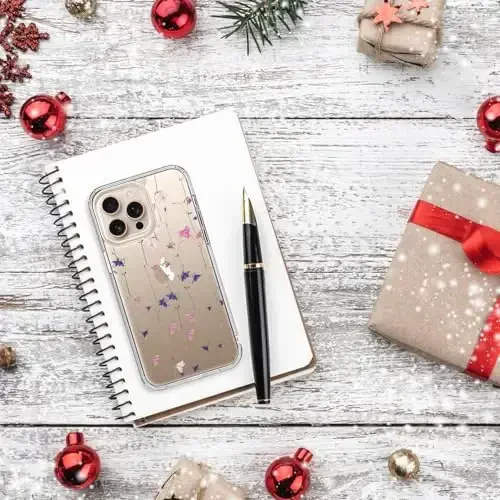 bicol for iPhone 16 Pro Case with Screen Protector, Enhanced Camera Protection, Crystal Acrylic Clear with Fashionable Designs for Girls Women, Slim Fit Protective Phone Cover, Elegant Florals - 6