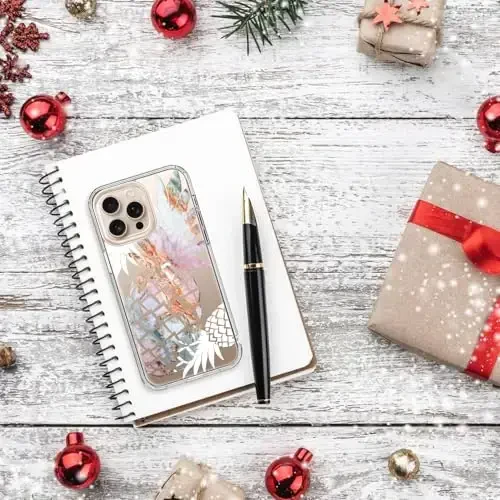 bicol for iPhone 16 Pro Case with Screen Protector, Enhanced Camera Protection, Crystal Acrylic Clear with Fashionable Designs for Girls Women, Slim Fit Protective Phone Cover, Nice Pineapple - 6