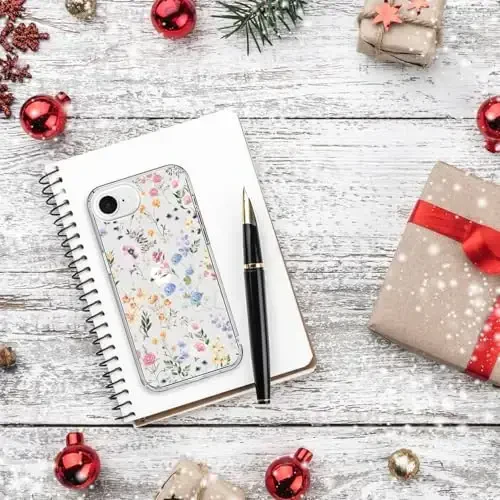 bicol for iPhone 16e Case with Screen Protector, Enhanced Camera Protection, Crystal Acrylic Clear with Fashionable Designs for Girls Women, Slim Fit Protective Phone Cover, Blooming Wildflower - 6