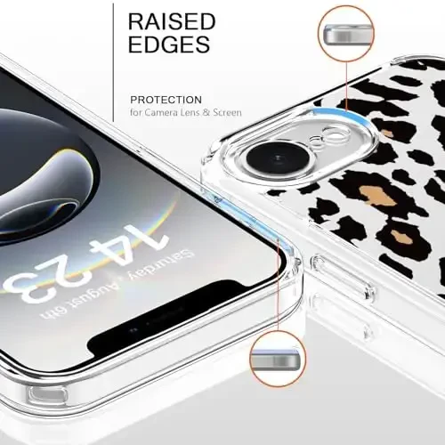 bicol for iPhone 16e Case with Screen Protector, Enhanced Camera Protection, Crystal Acrylic Clear with Fashionable Designs for Girls Women, Slim Fit Protective Phone Cover, Cheetah Leopard Print - 2