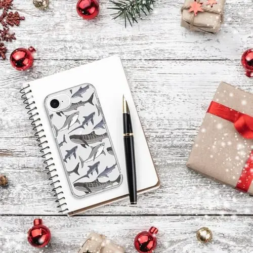 bicol for iPhone 16e Case with Screen Protector, Enhanced Camera Protection, Crystal Acrylic Clear with Fashionable Pattern Designs for Girls Women, Slim Fit Protective Phone Cover, Beautiful Whales - 6