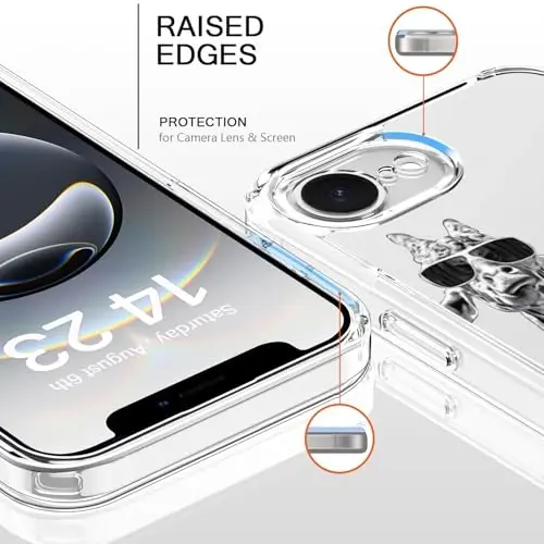 bicol for iPhone 16e Case with Screen Protector, Enhanced Camera Protection, Crystal Acrylic Clear with Fashionable Pattern Designs for Girls Women, Slim Fit Protective Phone Cover, Giraffe Family - BICOL (1)