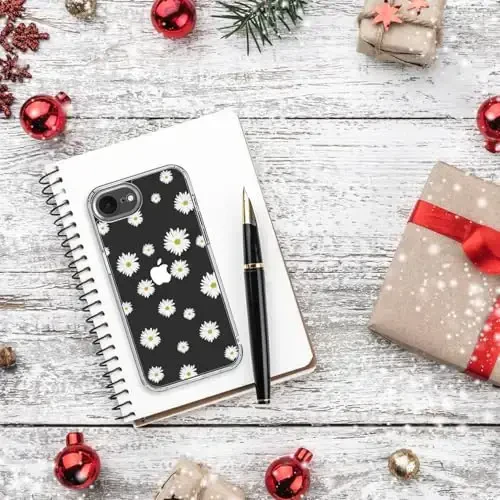 bicol for iPhone 16e Case with Screen Protector, Enhanced Camera Protection, Crystal Acrylic Clear with Fashionable Pattern Designs for Girls Women, Slim Fit Protective Phone Cover, Nice Daisy - 6