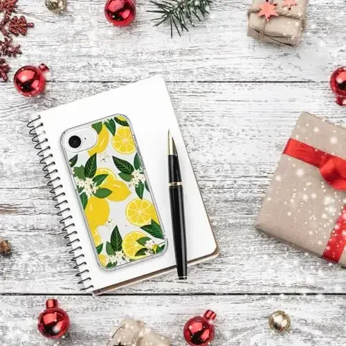bicol for iPhone 16e Case with Screen Protector, Enhanced Camera Protection, Crystal Acrylic Clear with Fashionable Pattern Designs for Girls Women, Slim Fit Protective Phone Cover, Nice Lemons - 6