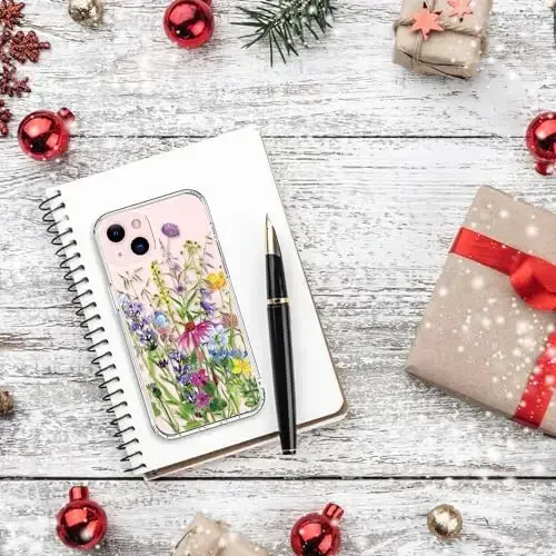 bıcol iPhone 15 Корпуси билан мос, Кизлар ва Аёллар учун модал дизайнли Кристалл шаффоф коплама, Интиқоқли Зарбага Чидамли 6,1 дюйм Гуллар Гўрлаб Ётиш Акрил Телефон Корпуси - 6