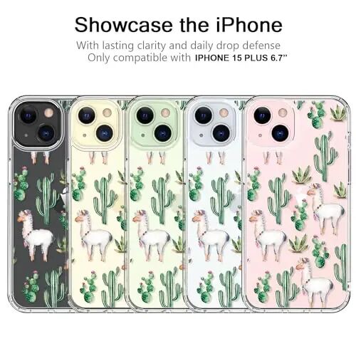 bicol iPhone 15 Plus Kılıfı ile Uyumlu, Kristal Akrilik Şeffaf Kapak | Kablosuz Şarj, İnce Kesim Darbeye Dayanıklı Koruyucu Telefon Kılıfı, Kızlar ve Kadınlar için Modaya Uygun Desen Tasarımları - 5