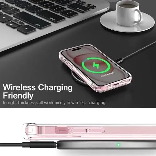 bicol Совместим с чехлом для iPhone 15 Plus, Кристальный акриловый прозрачный чехол | Беспроводная зарядка, Тонкий противоударный защитный чехол для телефона, Модный дизайн с узором для девушек и женщин - 4