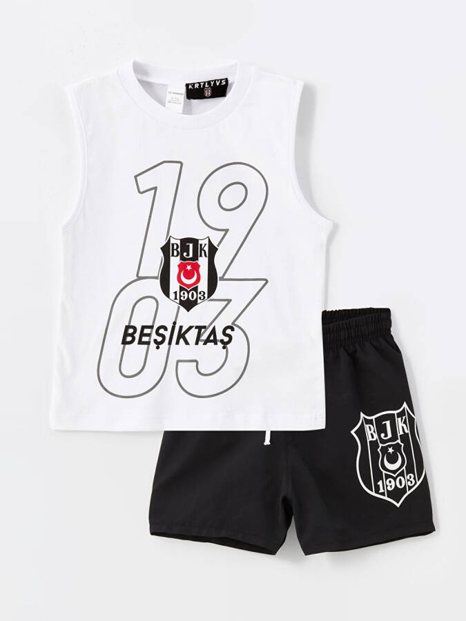 Bicycle Collar Beşiktaş Printed Baby Boy Swimsuit - 6